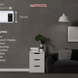 weltherm Wall Heater WM-Scorcher | 1000/2000 Watts | Digital LED Display | Touch Control | Wall Mounted Room Heater |Oscillating Swing Function | White image 4