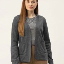 brinns Women Front-Open Regular Fit Shrug with Patch Pockets image 1
