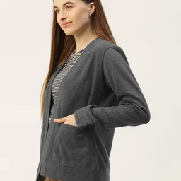 brinns Women Front-Open Regular Fit Shrug with Patch Pockets image 2