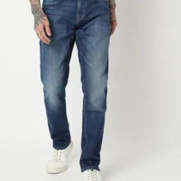 Lightly Washed Straight Fit Jeans-image-79