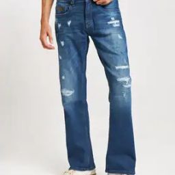 Heavily Washed Distressed Relaxed Fit Jeans-image-74