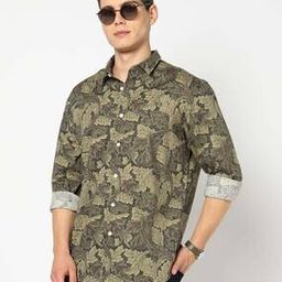 Men Leaf Print Slim Fit Shirt-image-24