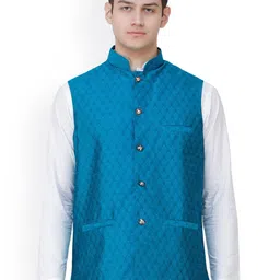 Exotic India Woven Design Nehru Jacket-image-75