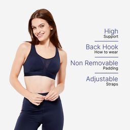 Women's High Support Convertible Strap Sports Bra - Steel Blue-image-64