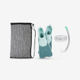 subea Kids' Snorkelling Fins Mask Snorkel Set SNK 500 -Blue Grey Pastel Mint-picture-27