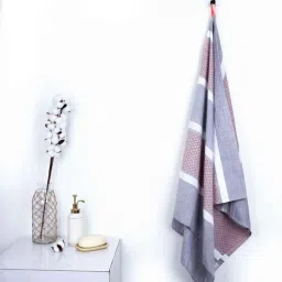 thirsty towel Brown Cotton Striped 250 GSM (1 Pc) Bath Towel-picture-11