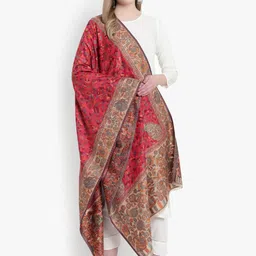 Mizash Women Pink & Beige Kaani Jaal Kashmiri Soft & Warm Woollen Shawl-picture-25