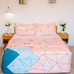 Ariana Peach-Coloured & Blue Geometric Microfiber AC Room 150 GSM Double Bed Comforter-26