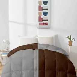 RAZZAI Coffee Brown & Silver-Toned Microfiber Mild Winter 500 GSM Double Bed Comforter-image-35