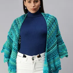 Magic Needles Self Design Acrylic Poncho Shrug-35