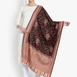 Mizash Women Black & Beige Woven-Design Kashmiri Soft & Warm Shawl-picture-37