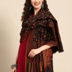 Sangria Floral Woven Designed Shawl-picture-50