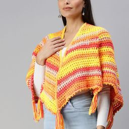 Magic Needles Self Design Acrylic Poncho Shrug-26