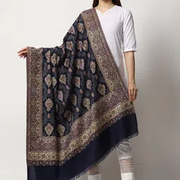 SWI Stylish Women Floral Woven Design Kani Woven Wool Shawl-43