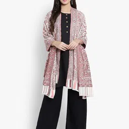 Mizash Women Cream Woven Design Shawl-28