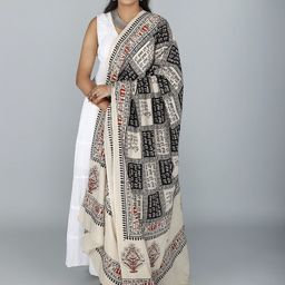 Exotic India Hare Krishna Hare Ram Printed Pure Cotton Shawl-56