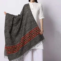 WEAVERS VILLA Women Black & Red Geometric Woven Design Shawl-picture-44