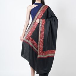 MUFFLY Ethnic Motifs Embroidered Pashmina Woollen Shawl-image-29