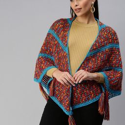 Magic Needles Self Design Acrylic Poncho Shrug-31