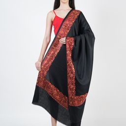 MUFFLY Pashmina Pure Woollen Nalki Border Embroidered Shawl-image-93