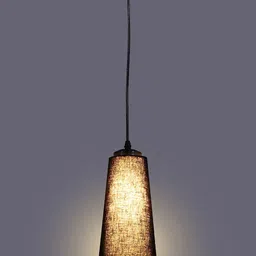 Devansh Black Textured Adjustable Cord Frustum Shape cotton Shade Hanging Lamp-picture-18