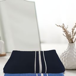 Athom Living Blue & Navy Blue 2 Pieces Solid Cotton 150 GSM Bath Towels-image-131