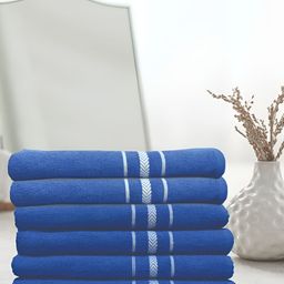 Athom Living Blue 6 Pieces Solid Cotton 150 GSM Bath Towels-image-23