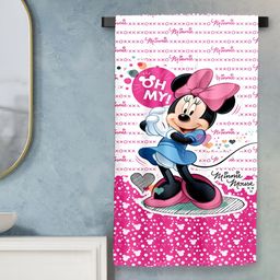 Sassoon Pink & White Minnie Mouse Printed Cotton 380 GSM Bath Towel-image-56