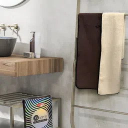 Sassoon Beige & Coffee Brown Cotton 650 GSM Bath Towel-19