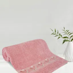 LUSH & BEYOND Peach Coloured Striped Pure Cotton 500 GSM Bath Towel-picture-33