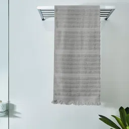 DDecor Unisex Grey Solid Beautiful 500 GSM Bath Towel-64