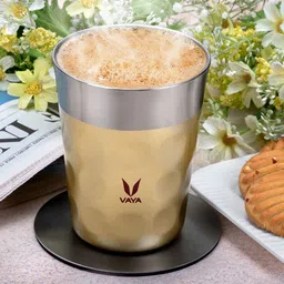 Vaya Gold-Toned & Silver-Toned Textured Stainless Steel Matte Cups Set of Cups and Mugs-19