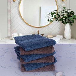 RANGOLI Set Of 12 Solid 600 GSM Pure Cotton Face Towel-0