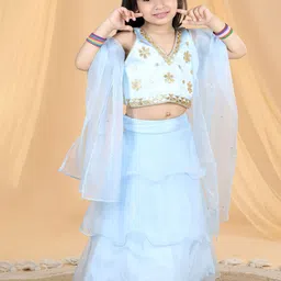 THE LITTLE CELEBS Girls Embellished Sequinned Ready to Wear Lehenga & Blouse With Dupatta-picture-36