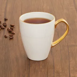 Home Centre White & Gold-Toned Solid Ceramic Glossy Mug-41