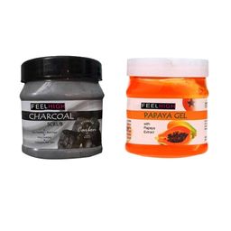 FEELHIGH Combo Of Activated Charcoal Face Scrub & Papaya Face Gel - 500ml Each-80