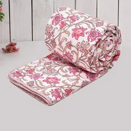 RRC White & Pink Floral AC Room 120 GSM Single Bed Dohar-image-51
