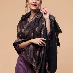 Tweedle Floral Woven Design Woollen Shawl-image-54