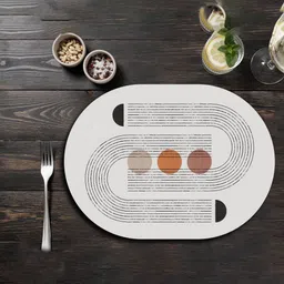 SPACE OF JOY Spiral Wanderlust White & Black Oval Shaped Dining Table Placemats-12
