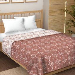 RF RELAXFEEL Rust & White Ethnic Motifs Cotton Heavy Winter 210 GSM Double Bed Dohar-image-31