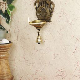Imli Street Gold-Toned Brass Bird Design Wall Hanging Diya With Bell-57