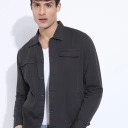 The Indian Garage Co Men Utililty Regular Fit Solid Shirt with Double Flap Pocket-picture-11
