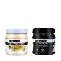 FEELHIGH Face & Body De tan Tan Removal Scrub & Charcoal massage Gel-8