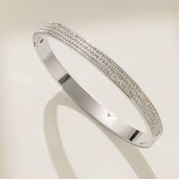 Designs & You American Diamond Silver-Plated Bangle-Style Bracelet-image-90