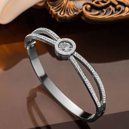 Designs & You Women Silver-Plated American Diamond Bangle-Style Bracelet-image-57
