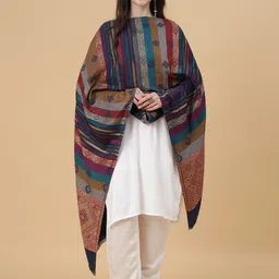 Zamour Ethnic Motifs Woven Design Jamawar Shawl-18