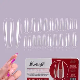 FEELHIGH Set Of 550 Clear Full Cover Fake False Nails Tips-21