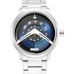 Titan Men Blue Printed Dial & Silver Toned Stainless Steel Bracelet Style Straps Analogue Watch 1828SM01-image-41