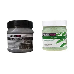 FEELHIGH Set of Charcoal & Neem Face Scrub - 500 ml Each-13