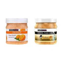 FEELHIGH Set of Orange Face Scrub & De-Tan Face Gel - 500 ml each-38